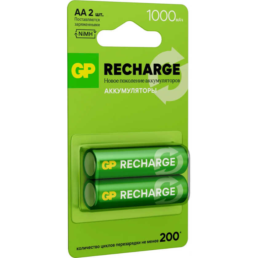 Аккумулятор GP Recharge (AA, 1000mAh, 2 шт.) (100AAHCV-2CRSBC2) — изображение 2