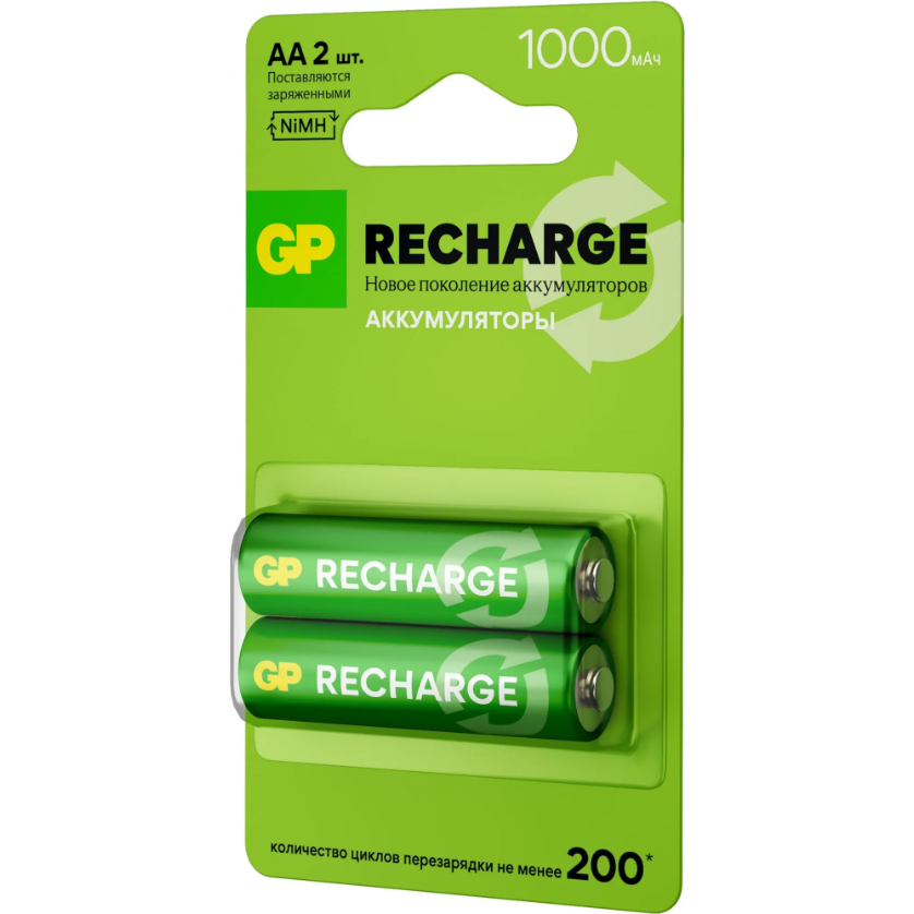 Аккумулятор GP Recharge (AA, 1000mAh, 2 шт.) (100AAHCV-2CRSBC2) — изображение 3