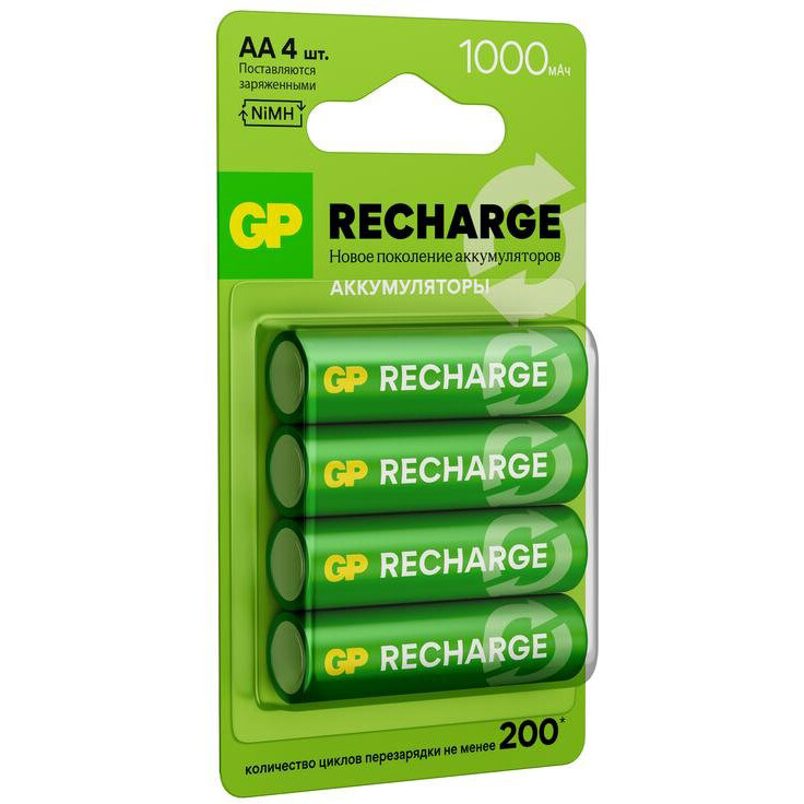 Аккумулятор GP Recharge (AA, 1000mAh, 4 шт.) (100AAHCV-2CRSBC4) — изображение 2