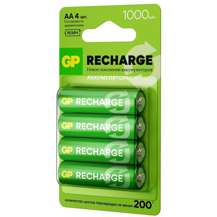 Аккумулятор GP Recharge (AA, 1000mAh, 4 шт.) (100AAHCV-2CRSBC4) — изображение 3