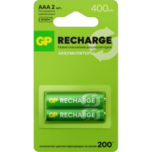 Аккумулятор GP Recharge (AAA, 400mAh, 2 шт.) (40AAAHCV-2CRSBC2)