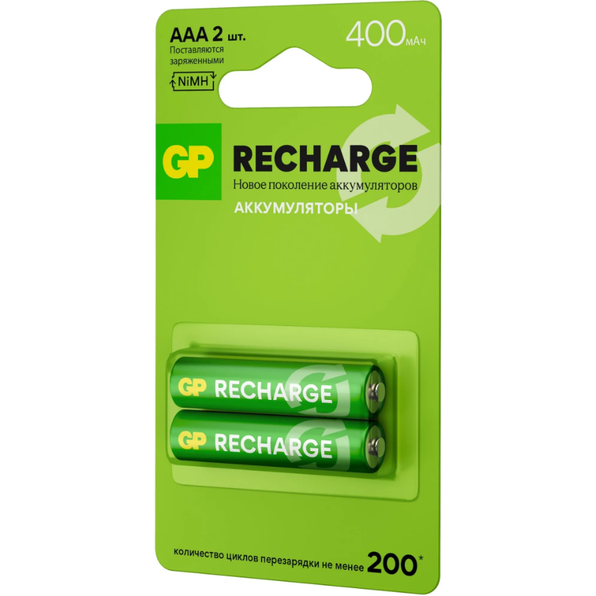 Аккумулятор GP Recharge (AAA, 400mAh, 2 шт.) (40AAAHCV-2CRSBC2) — изображение 3