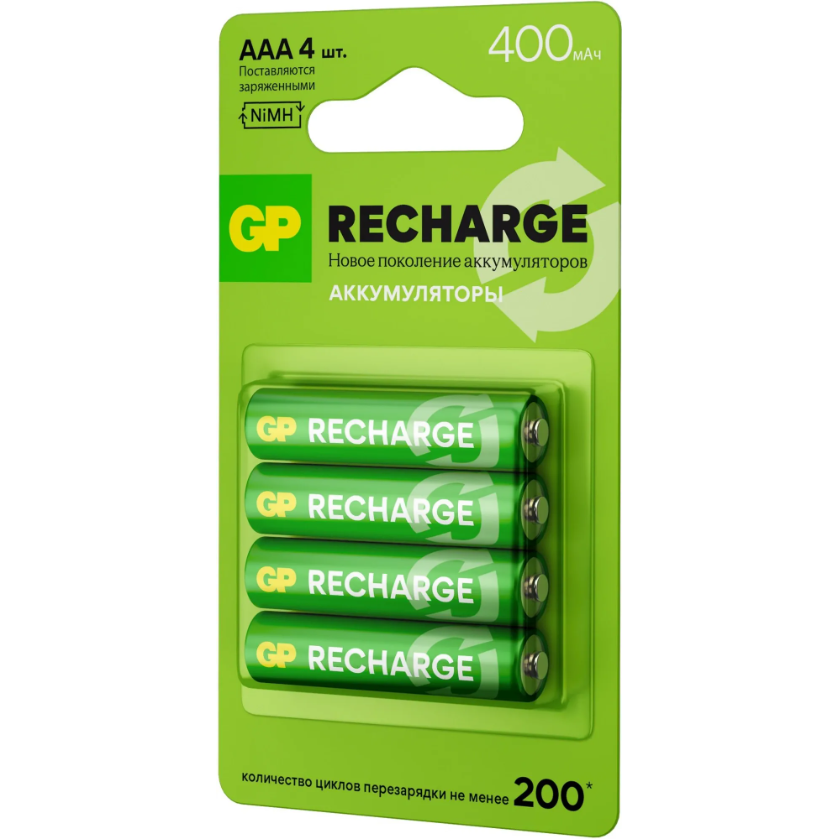 Аккумулятор GP Recharge (AAA, 400mAh, 4 шт.) (40AAAHCV-2CRSBC4) — изображение 3