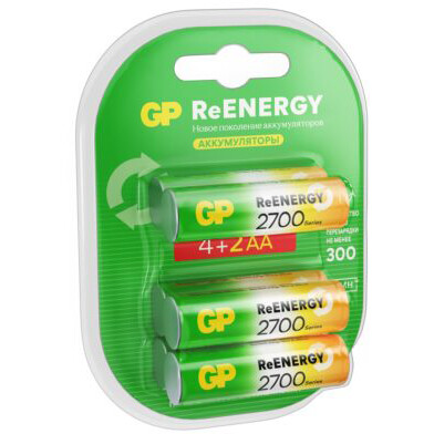 Аккумулятор GP ReEnergy (AA, 2600mAh, 6 шт.) (270AAHC4/2RGY-2CRCB6) — изображение 2