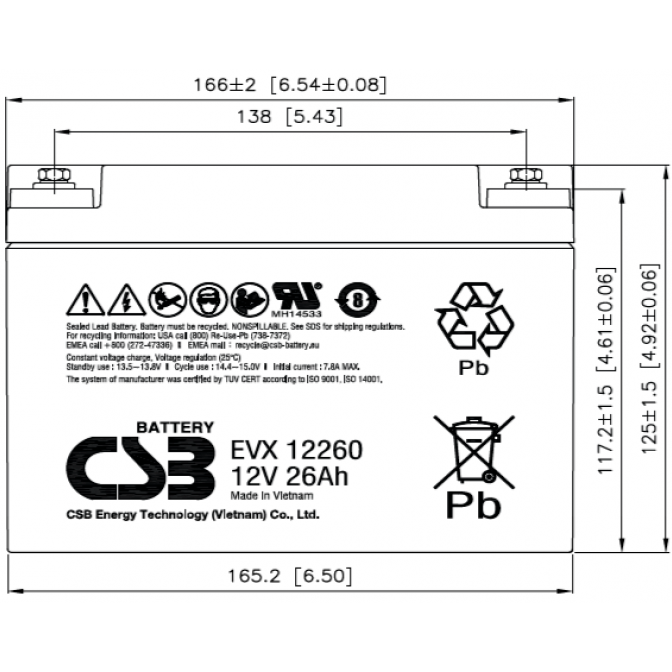Аккумуляторная батарея CSB EVX 12260 — изображение 2