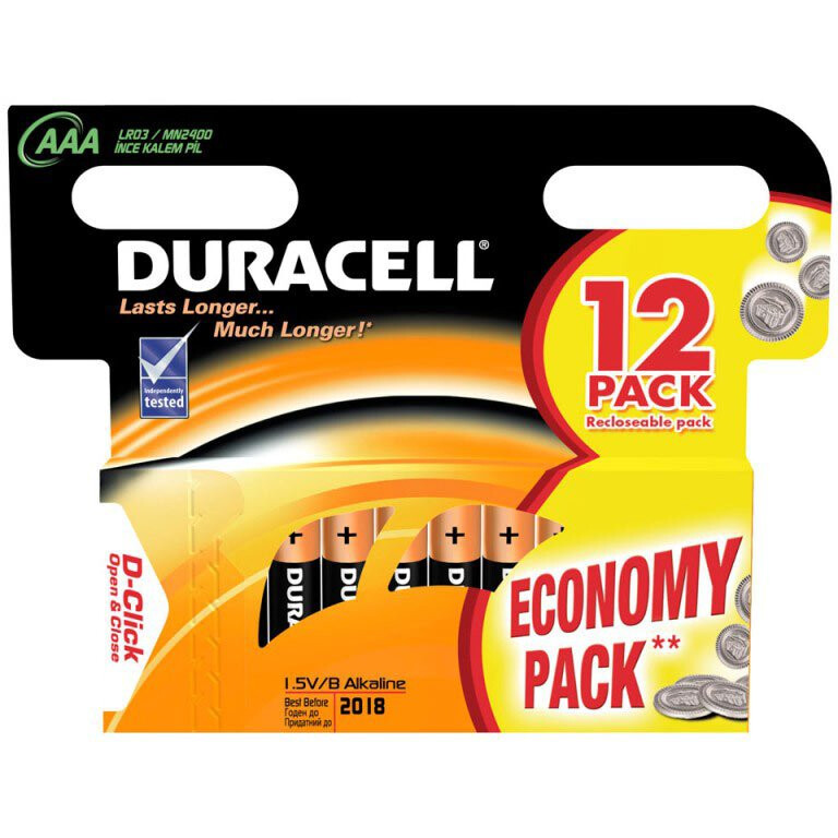 Батарейка Duracell Basic/Extra Life (AAA, 12 шт.)