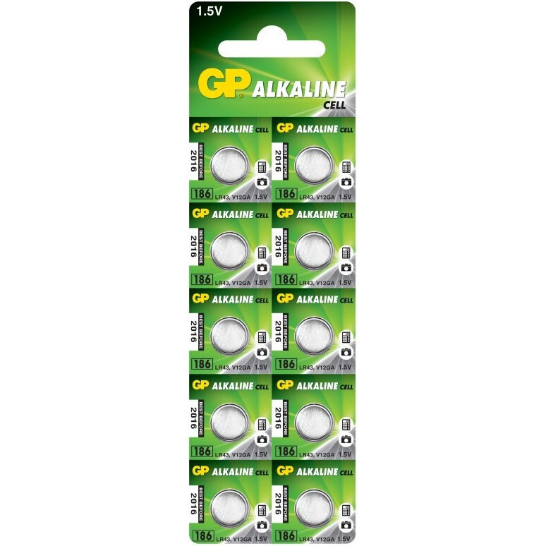 Батарейка GP 186A Alkaline (LR43/G12, 10 шт.)