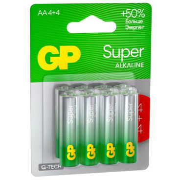 Батарейка GP G-Tech Super Alkaline (AA, 8 шт.) (15AA214/4-2CRSBC8) — изображение 2