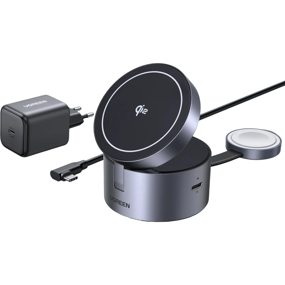 Беспроводное зарядное устройство UGREEN UNO 3-in-1 Magnetic Wireless Charger 25W (65148)