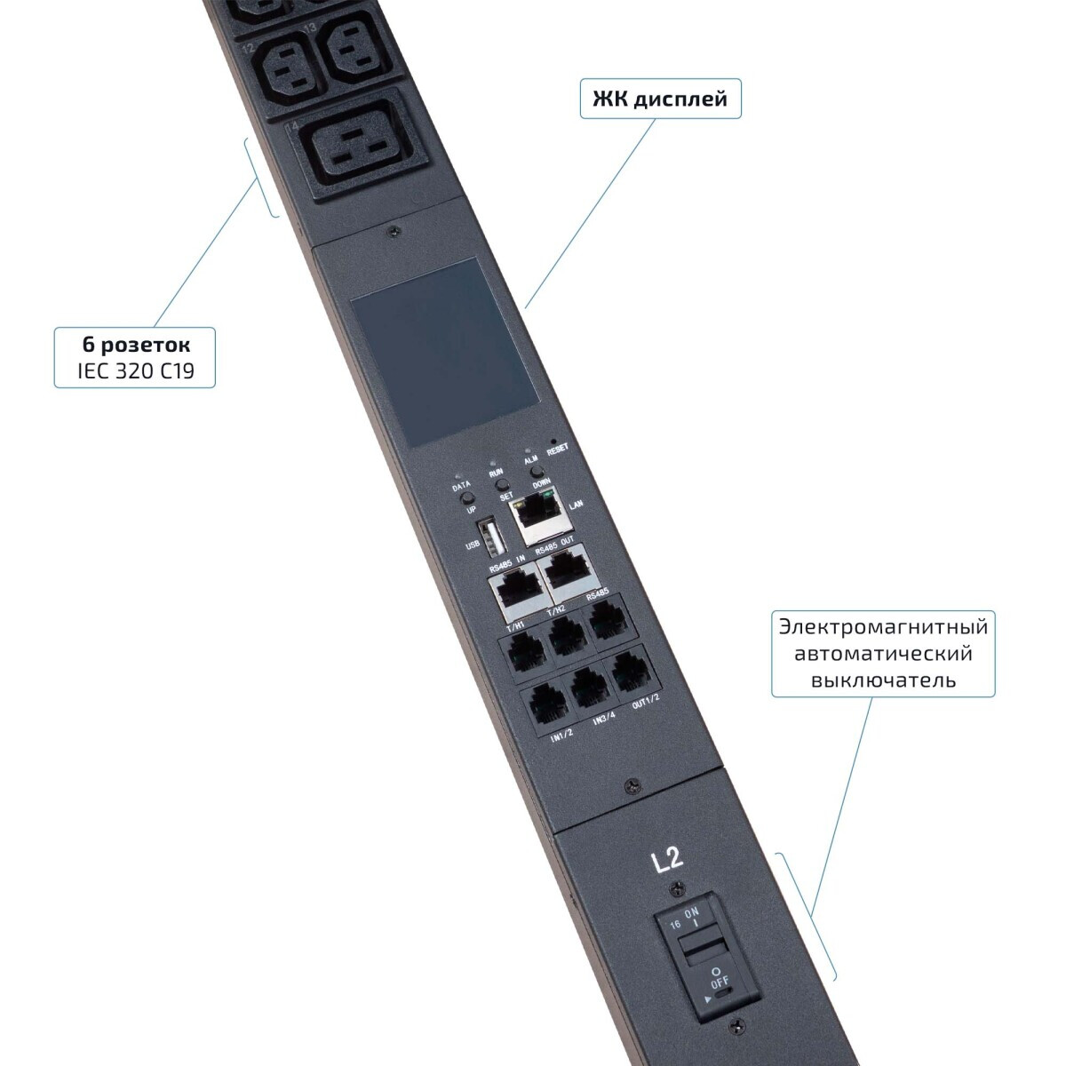 Блок розеток Cabeus SMART-PDU-16-3P-36C13-6C19-I309-CM — изображение 3