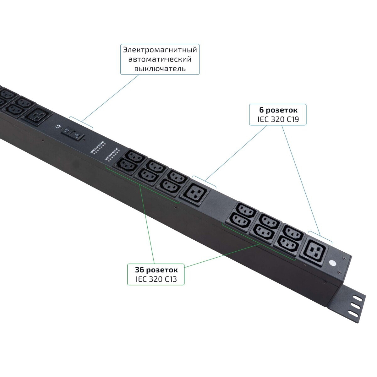 Блок розеток Cabeus SMART-PDU-16-3P-36C13-6C19-I309-CM — изображение 4