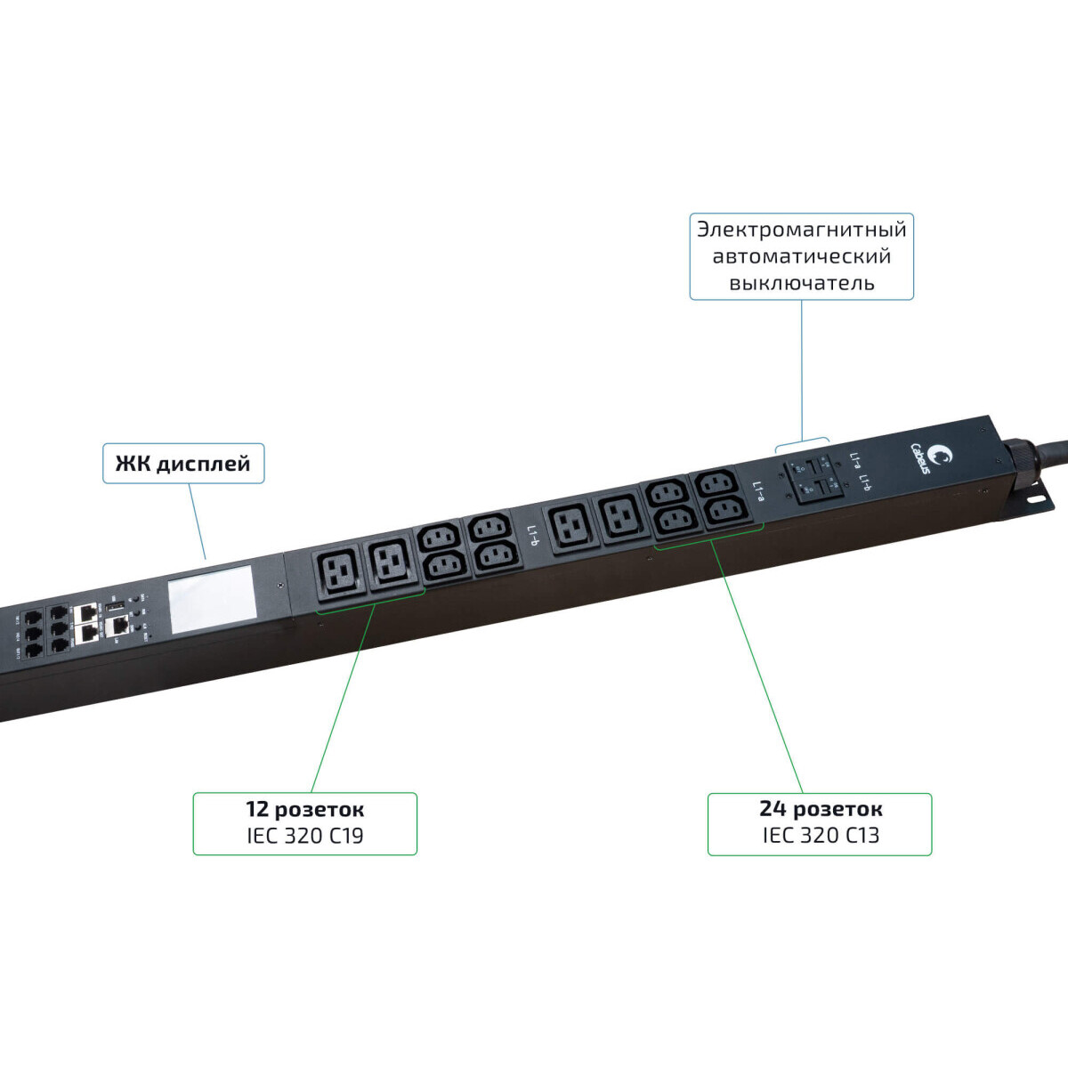 Блок розеток Cabeus SMART-PDU-32-3P-24C13-12C19-I309-M — изображение 3