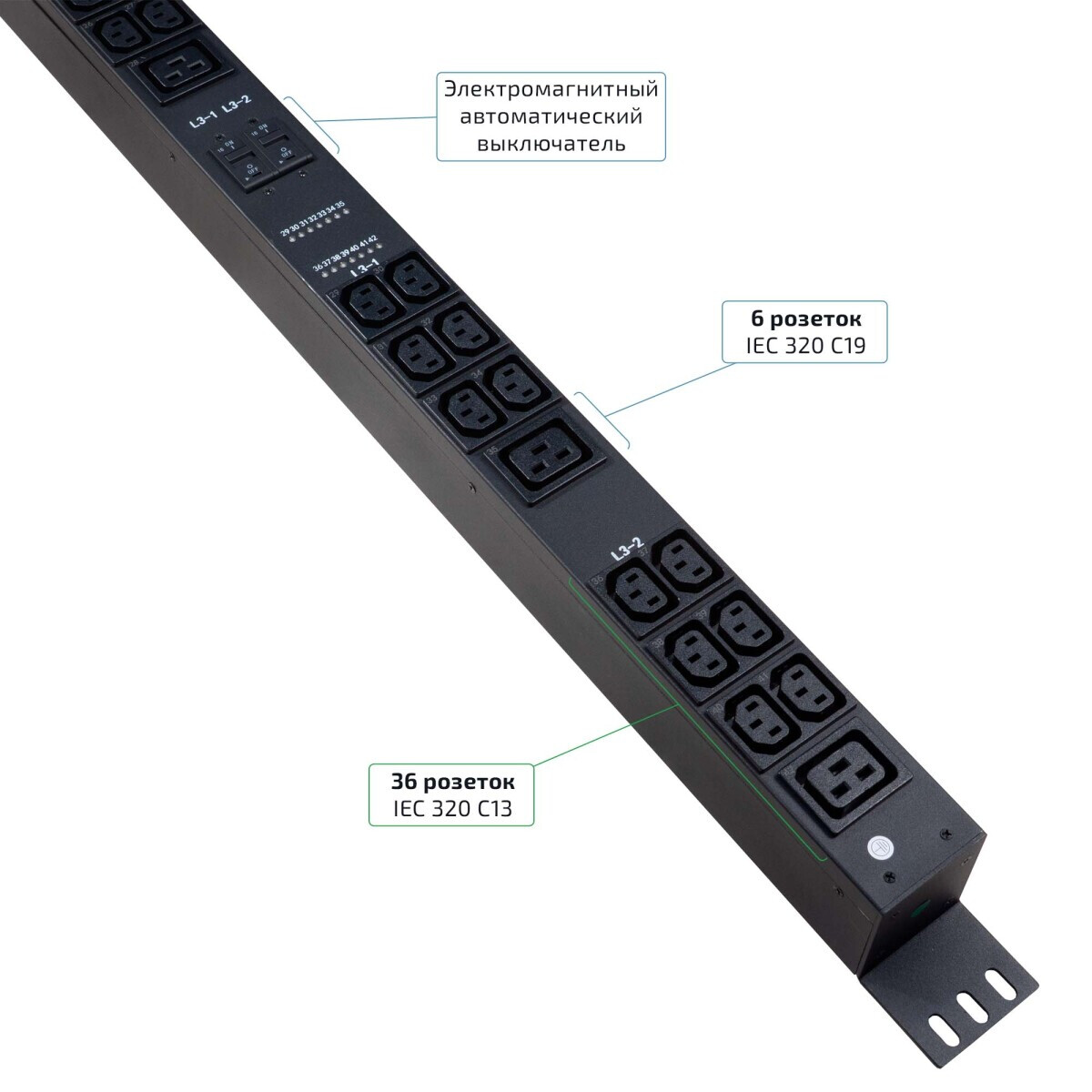 Блок розеток Cabeus SMART-PDU-32-3P-36C13-6C19-I309-CM — изображение 4
