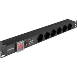 Блок розеток ExeGate PDU-19H605 Al-6S-C14-SW-O-SPD1