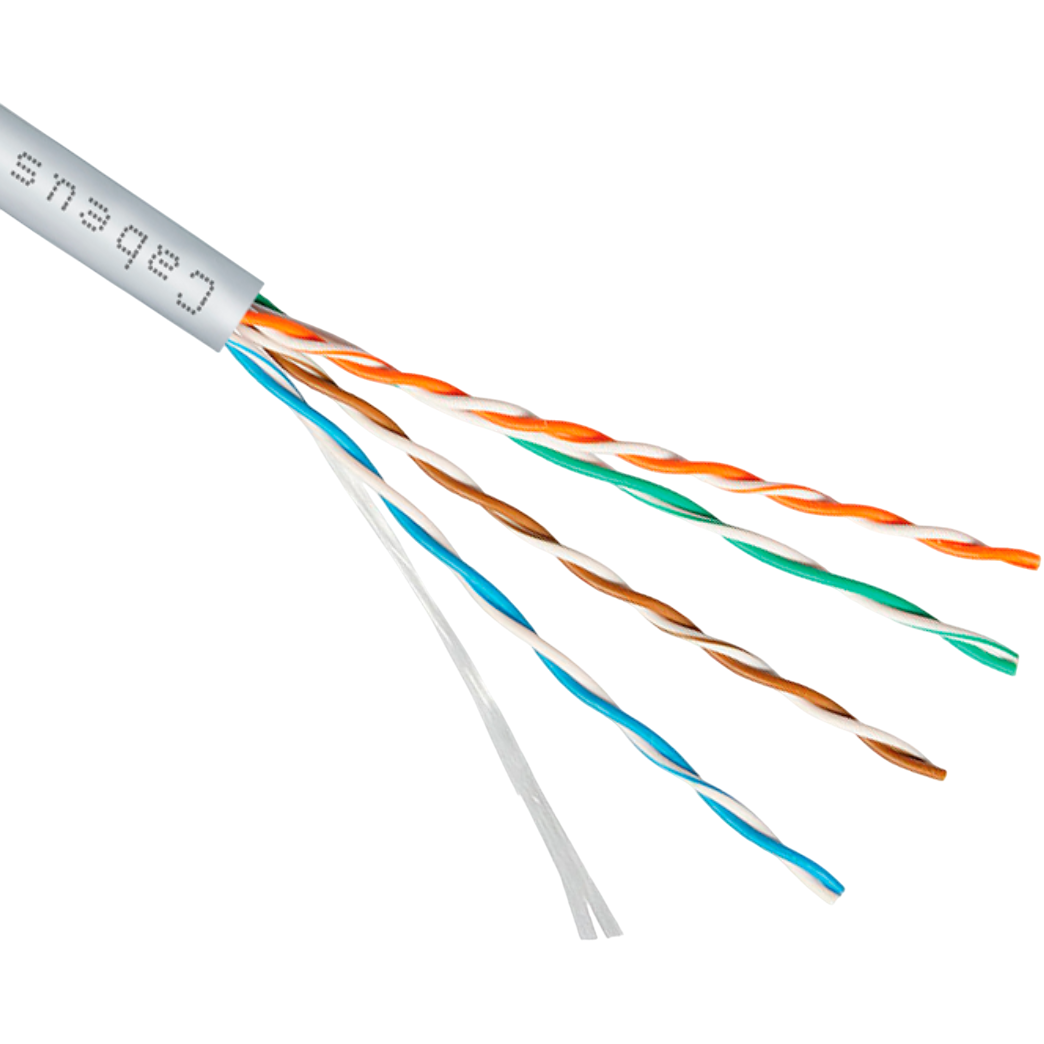 Кабель витая пара U/UTP 5e кат. 4 пары Cabeus UTP-4P-Cat.5e-SOLID-LSZH-GY-25