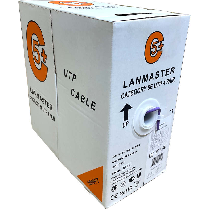 Кабель витая пара U/UTP 5e кат. 4 пары Lanmaster LAN-5EUTP-HFLT-WH