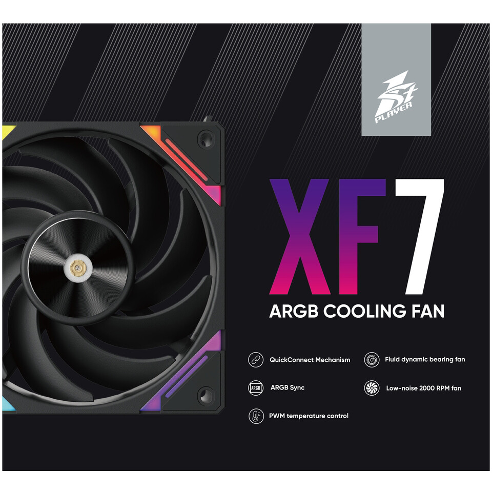 Вентилятор для корпуса 1STPLAYER XF7 ARGB Black (3 шт.) — изображение 3