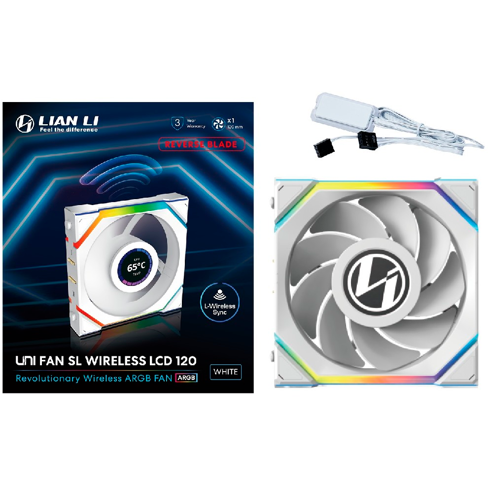 Вентилятор для корпуса Lian Li UNI Fan SL Wireless LCD 120 Reverse Blade White — изображение 7
