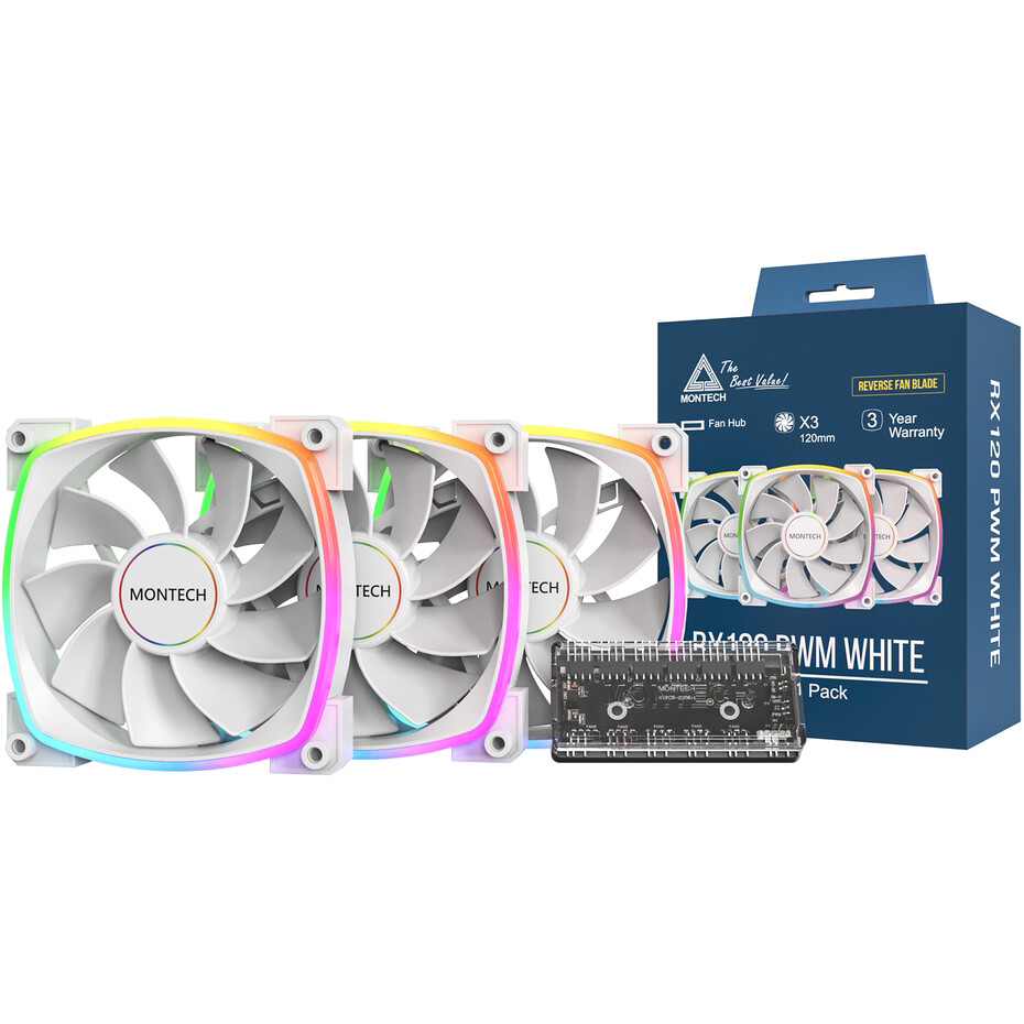 Вентилятор для корпуса MONTECH RX120 PWM WHITE (3 шт.) — изображение 4