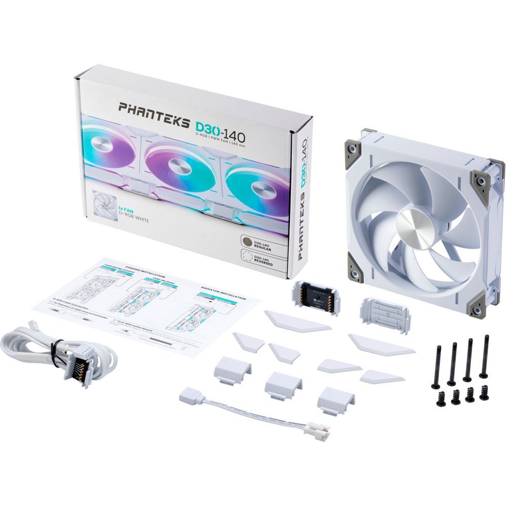 Вентилятор для корпуса Phanteks D30 DRGB PWM 140mm White — изображение 6