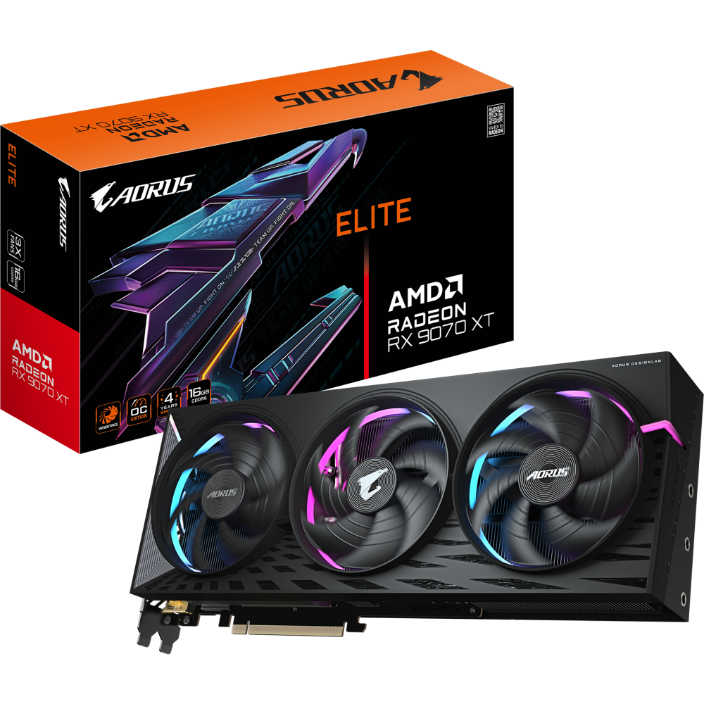 Видеокарта AMD Radeon RX 9070 XT Gigabyte AORUS ELITE OC 16GB (GV-R9070XTAORUS E-16GD) — изображение 8