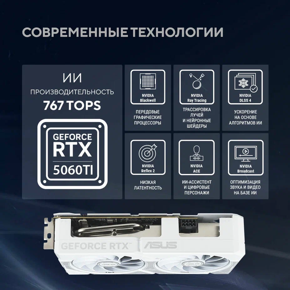 Видеокарта NVIDIA GeForce RTX 5060 Ti ASUS Dual White OC 8GB (DUAL-RTX5060TI-O8G-WHITE) — изображение 8