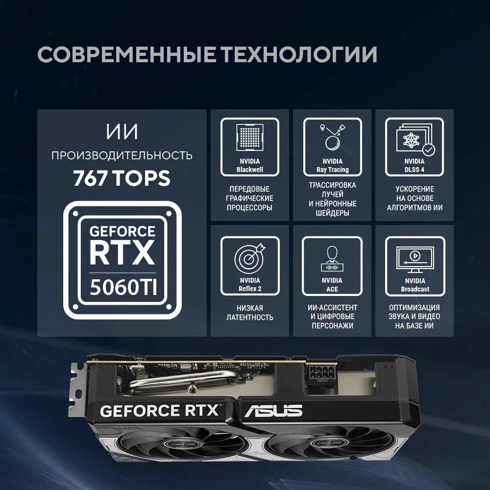 Видеокарта NVIDIA GeForce RTX 5060 Ti ASUS OC 8GB (DUAL-RTX5060TI-O8G) — изображение 3