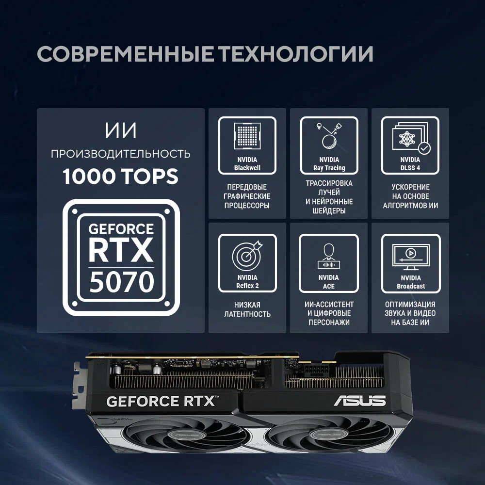 Видеокарта NVIDIA GeForce RTX 5070 ASUS OC 12GB (DUAL-RTX5070-O12G) — изображение 2