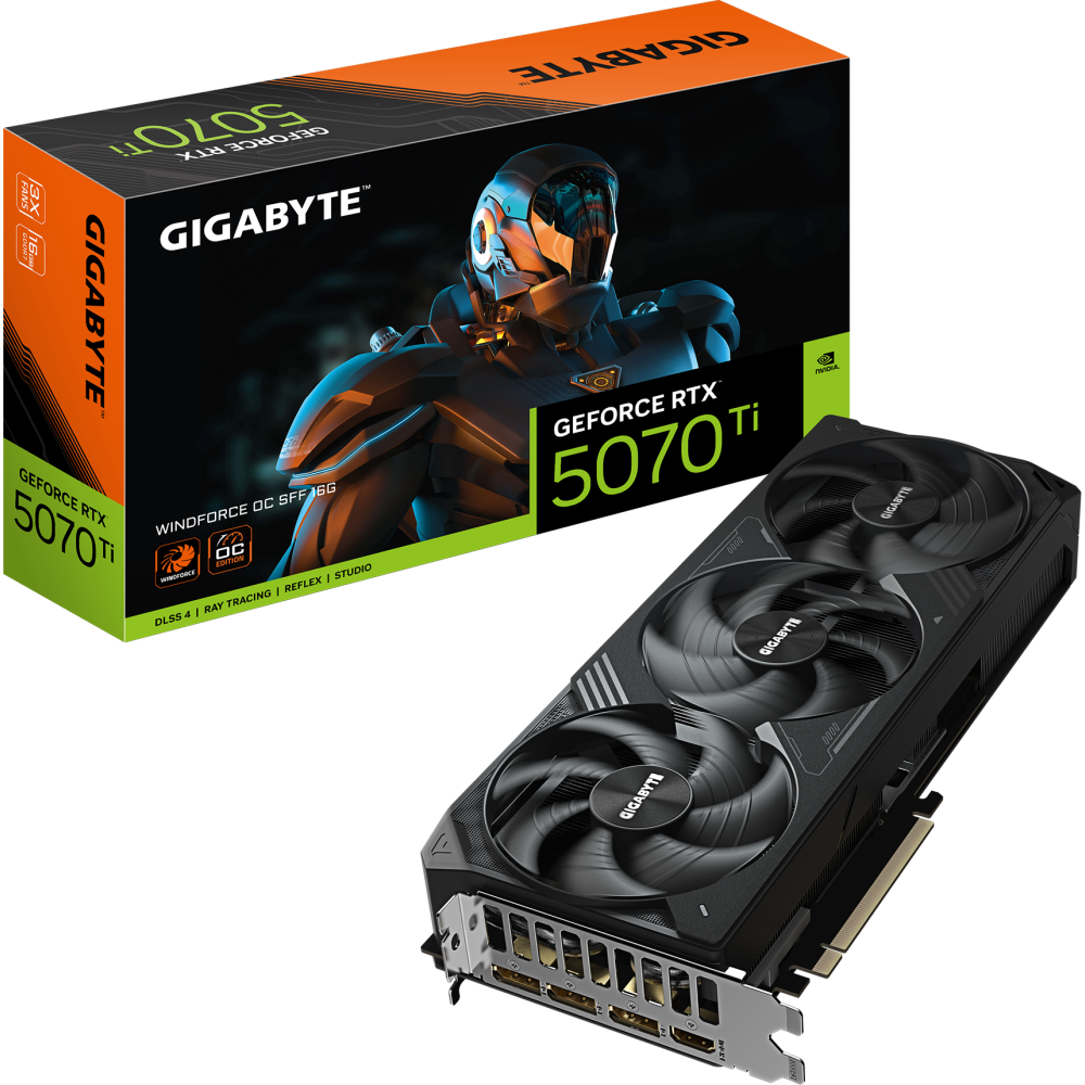 Видеокарта NVIDIA GeForce RTX 5070 Ti Gigabyte WINDFORCE OC SFF 16GB (GV-N507TWF3OC-16GD) — изображение 2