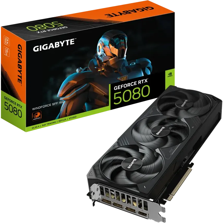 Видеокарта NVIDIA GeForce RTX 5080 Gigabyte WINDFORCE SFF 16GB (GV-N5080WF3-16GD) — изображение 2