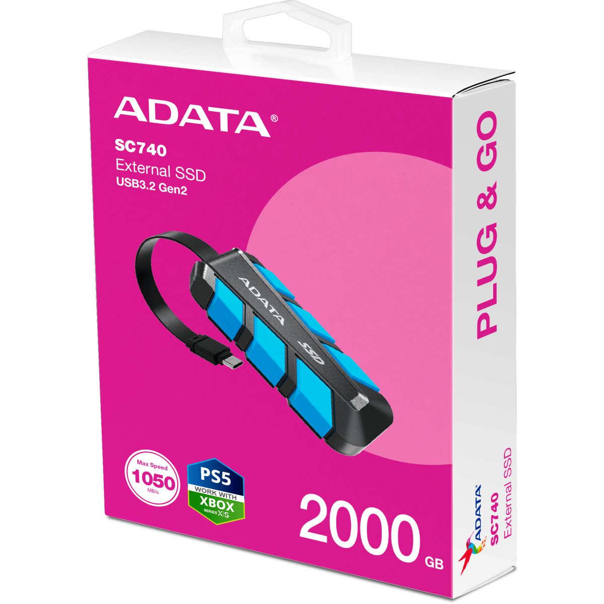 Внешний накопитель SSD 2TB ADATA SC740 Blue (SC740-2000G-CBU) — изображение 6