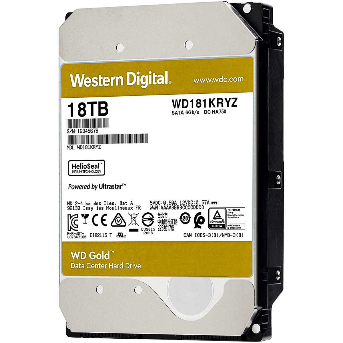 Жёсткий диск 18TB SATA-III WD Gold (WD181KRYZ)