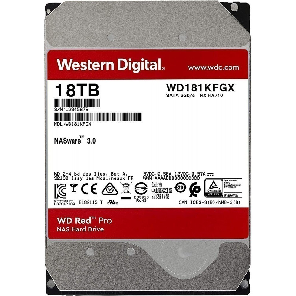 Жёсткий диск 18TB SATA-III WD Red Pro (WD181KFGX)