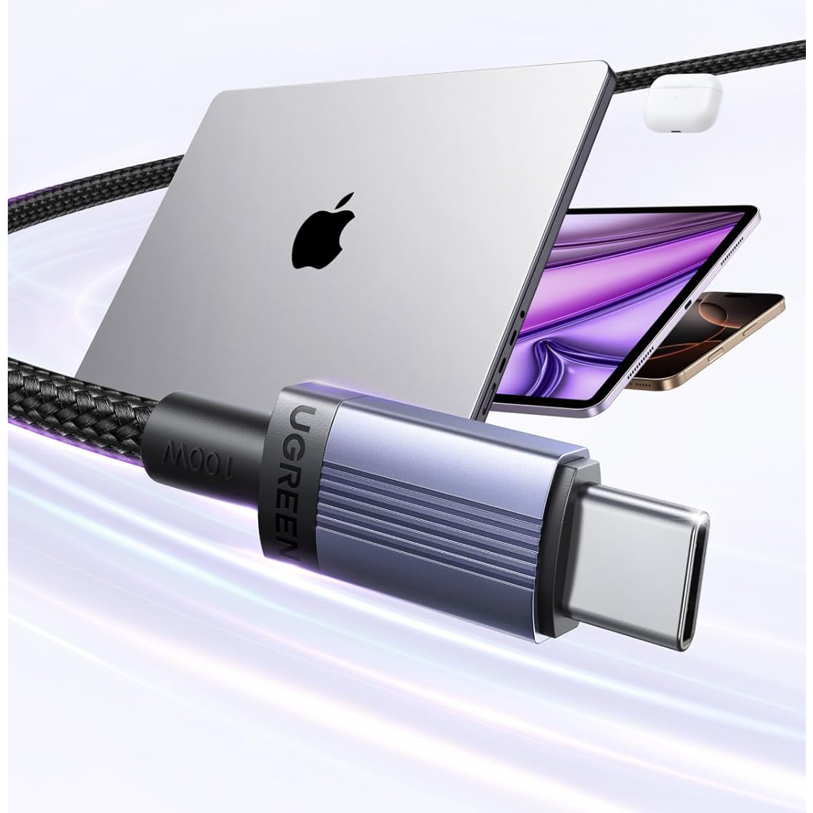 Кабель USB Type-C - USB Type-C, 1м, UGREEN L532 Space Gray — изображение 3
