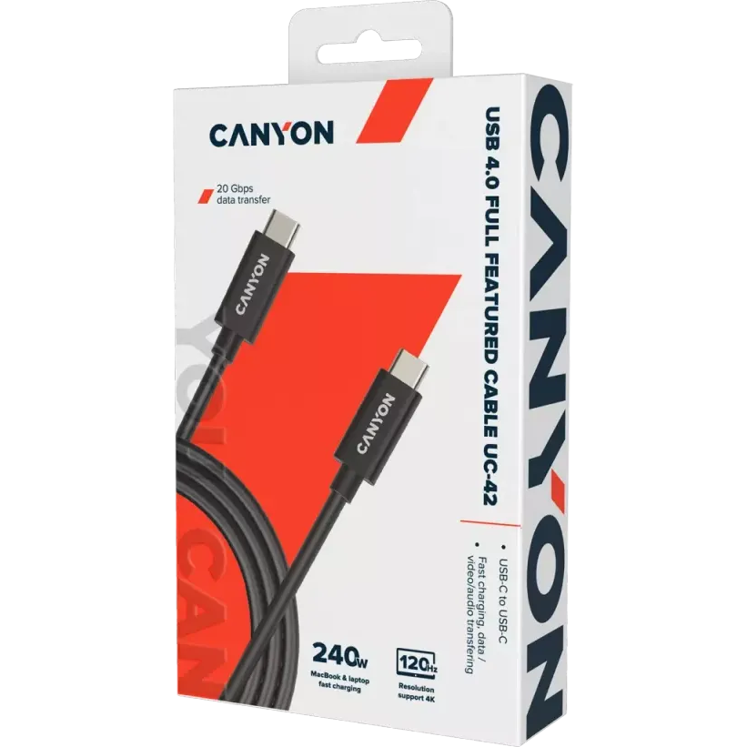 Кабель USB Type-C - USB Type-C, 2м, Canyon CNS-USBC42B — изображение 2
