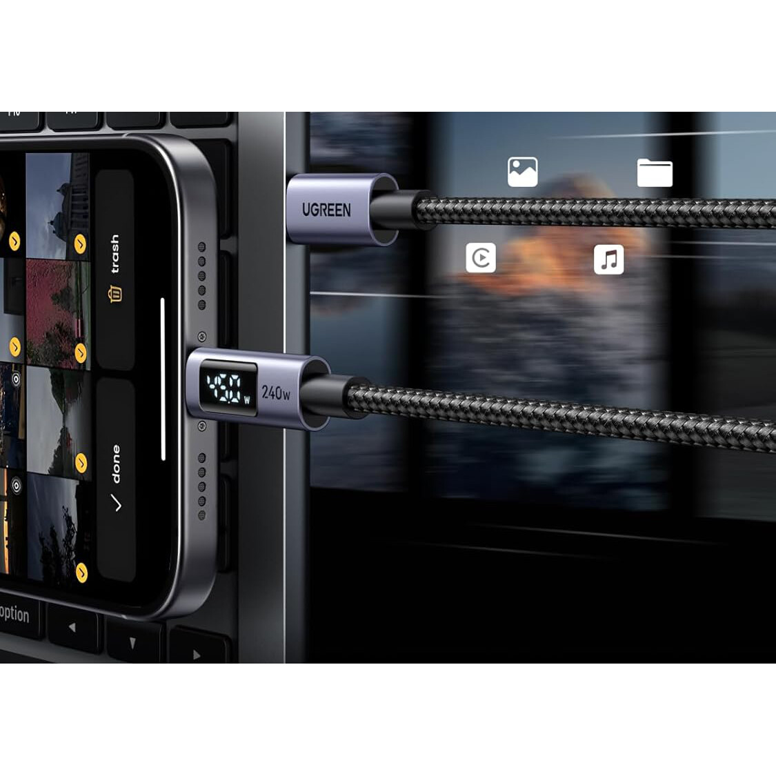 Кабель USB Type-C - USB Type-C, 3м, UGREEN L530 Space Gray — изображение 3