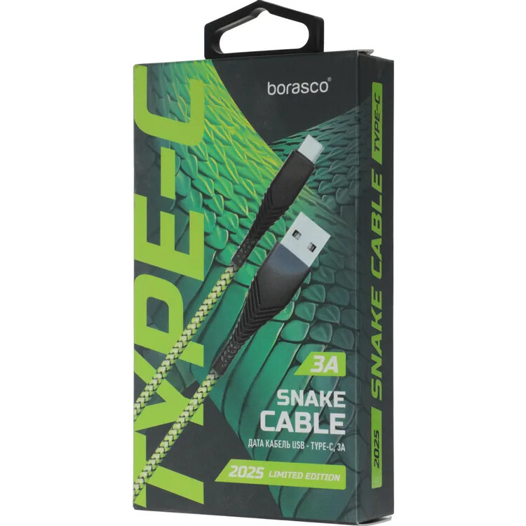 Кабель USB - USB Type-C, 1м, BoraSCO 52587 Green — изображение 4