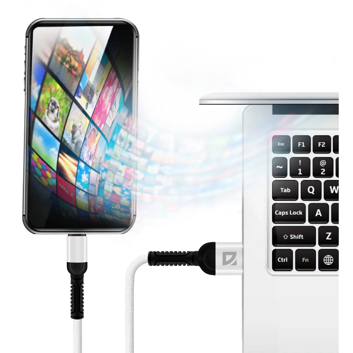 Кабель USB - USB Type-C, 1м, Defender F167 White — изображение 3