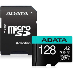 Карта памяти 128GB MicroSD ADATA Premier Pro + SD адаптер (AUSDX128GUI3V30SA2-RA1)
