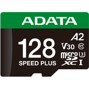 Карта памяти 128GB MicroSD ADATA SPEED PLUS + SD адаптер (UD128GUI3V30A2SP-RA1)
