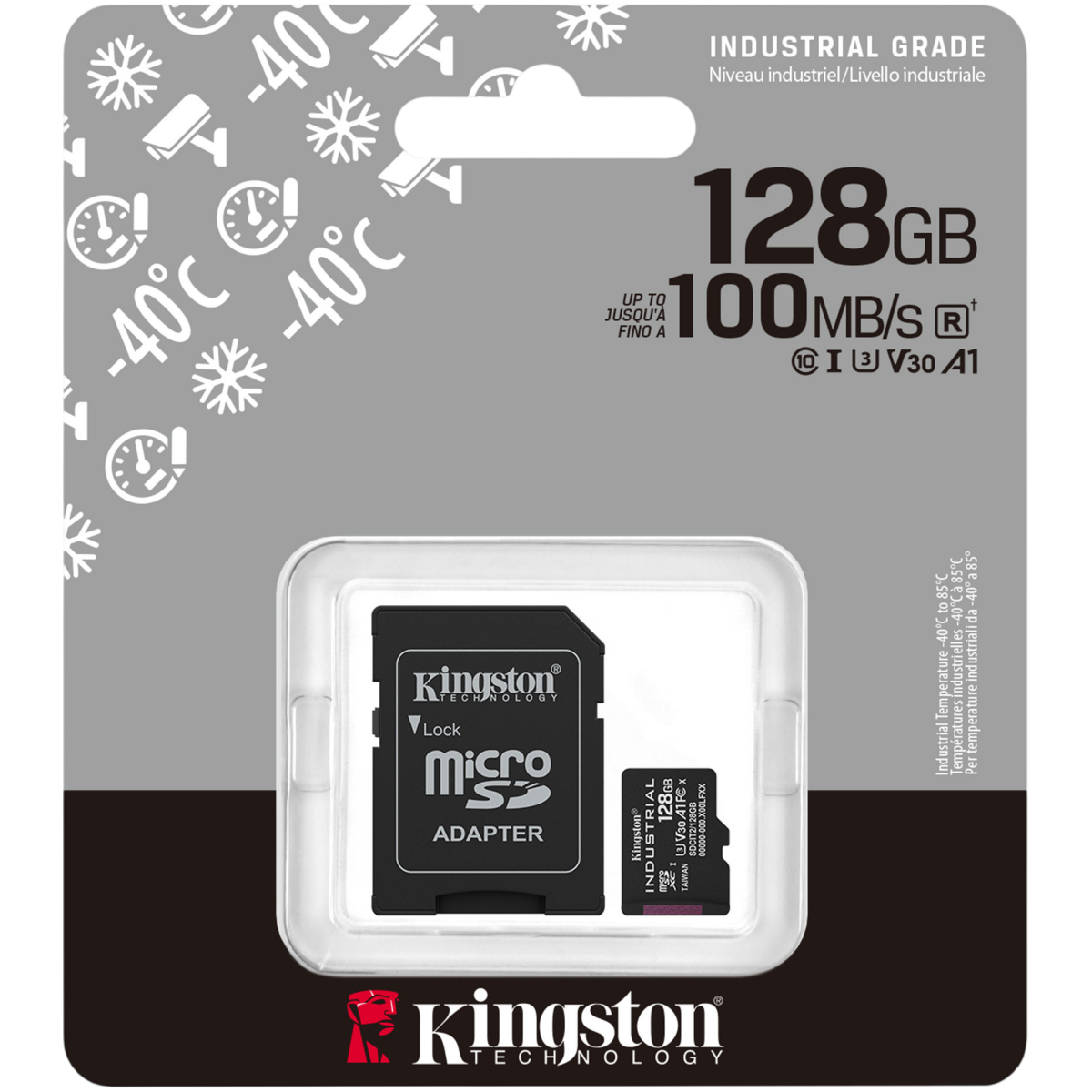 Карта памяти 128GB MicroSD Kingston Industrial + SD адаптер (SDCIT2/128GB) — изображение 3