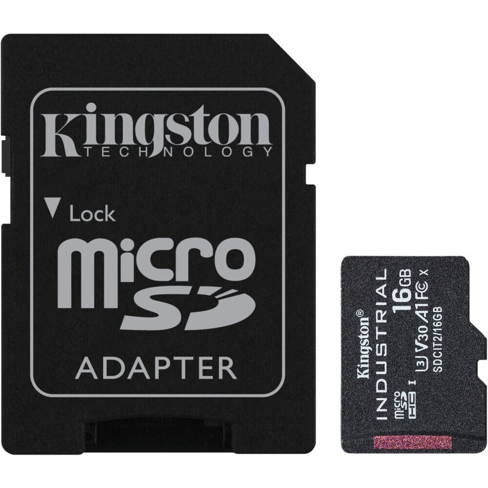 Карта памяти 16GB MicroSD Kingston Industrial + SD адаптер (SDCIT2/16GB)