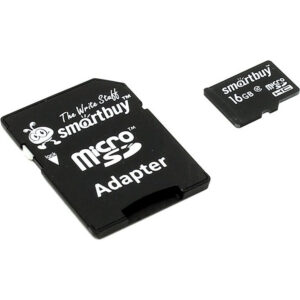 Карта памяти 16GB MicroSD SmartBuy + SD адаптер (SB16GBSDCL10-01)