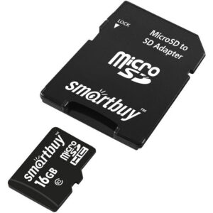 Карта памяти 16GB MicroSD SmartBuy + SD адаптер (SB16GBSDCL10-01LE)