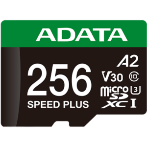 Карта памяти 256GB MicroSD ADATA SPEED PLUS + SD адаптер (UD256GUI3V30A2SP-RA1)