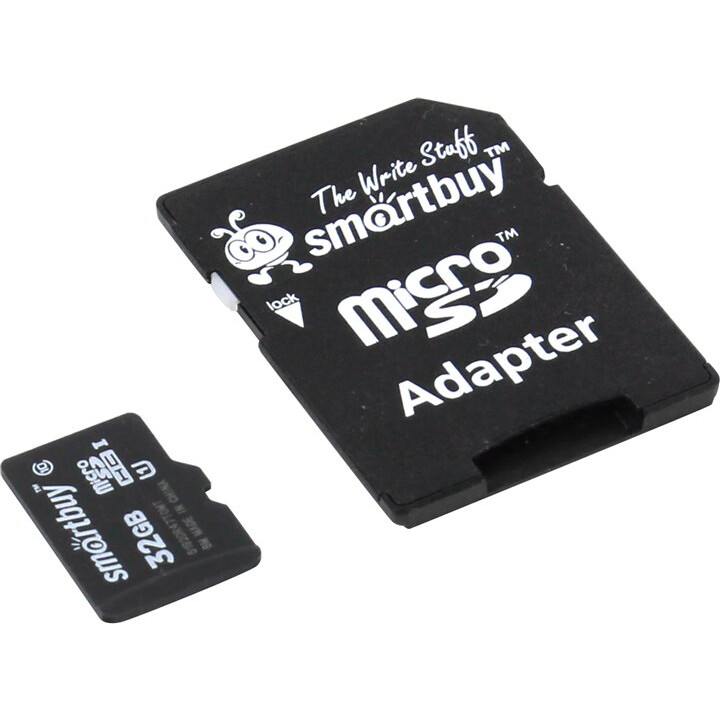Карта памяти 32GB MicroSD SmartBuy + SD адаптер (SB32GBSDCL10-01)