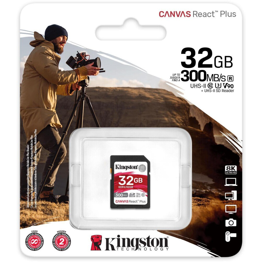 Карта памяти 32GB SD Kingston Canvas React Plus (SDR2/32GB) — изображение 3