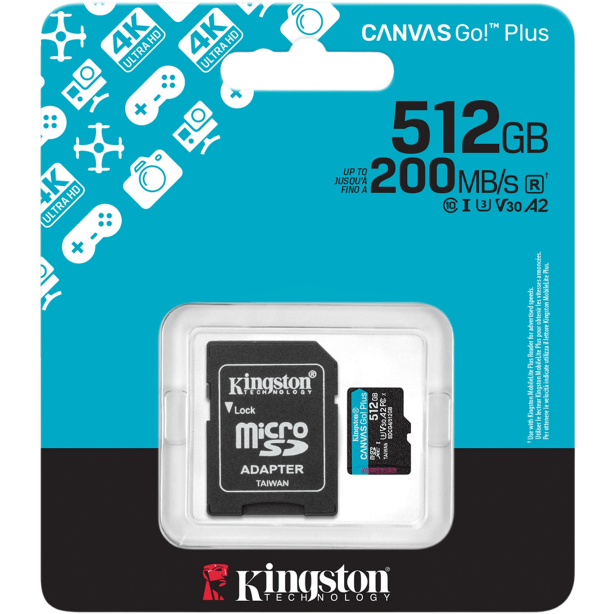 Карта памяти 512GB MicroSD Kingston Canvas Go! Plus + SD адаптер (SDCG4/512GB) — изображение 3