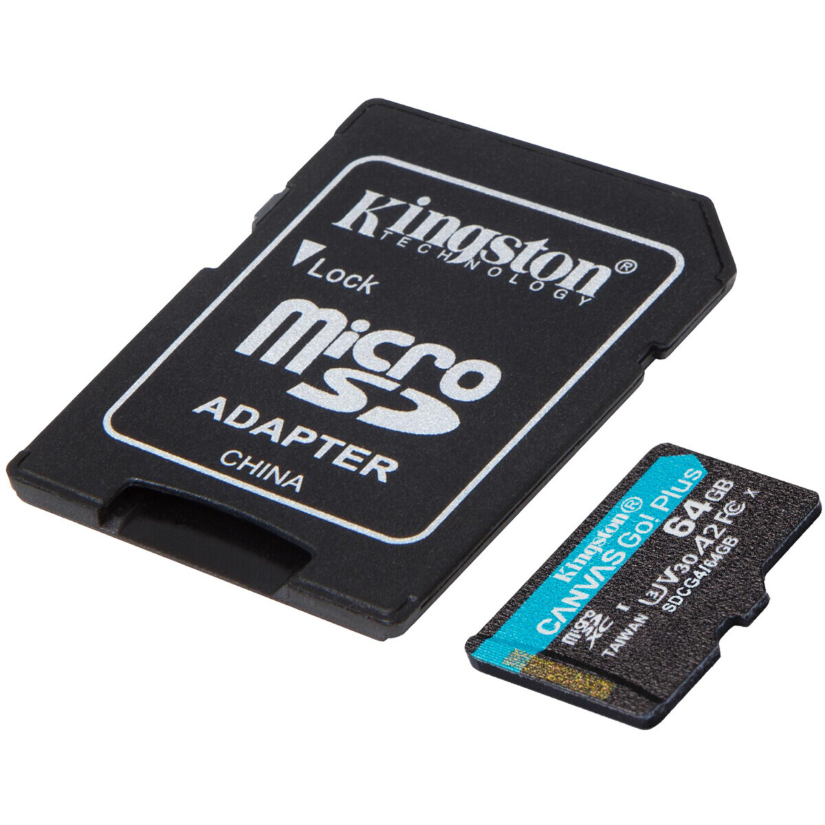 Карта памяти 64GB MicroSD Kingston Canvas Go! Plus + SD адаптер (SDCG4/64GB)