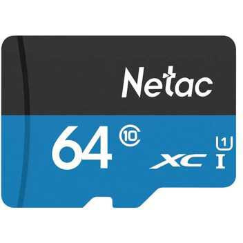 Карта памяти 64GB MicroSD Netac P500 Standard + SD адаптер (NT02P500STN-064G-R)